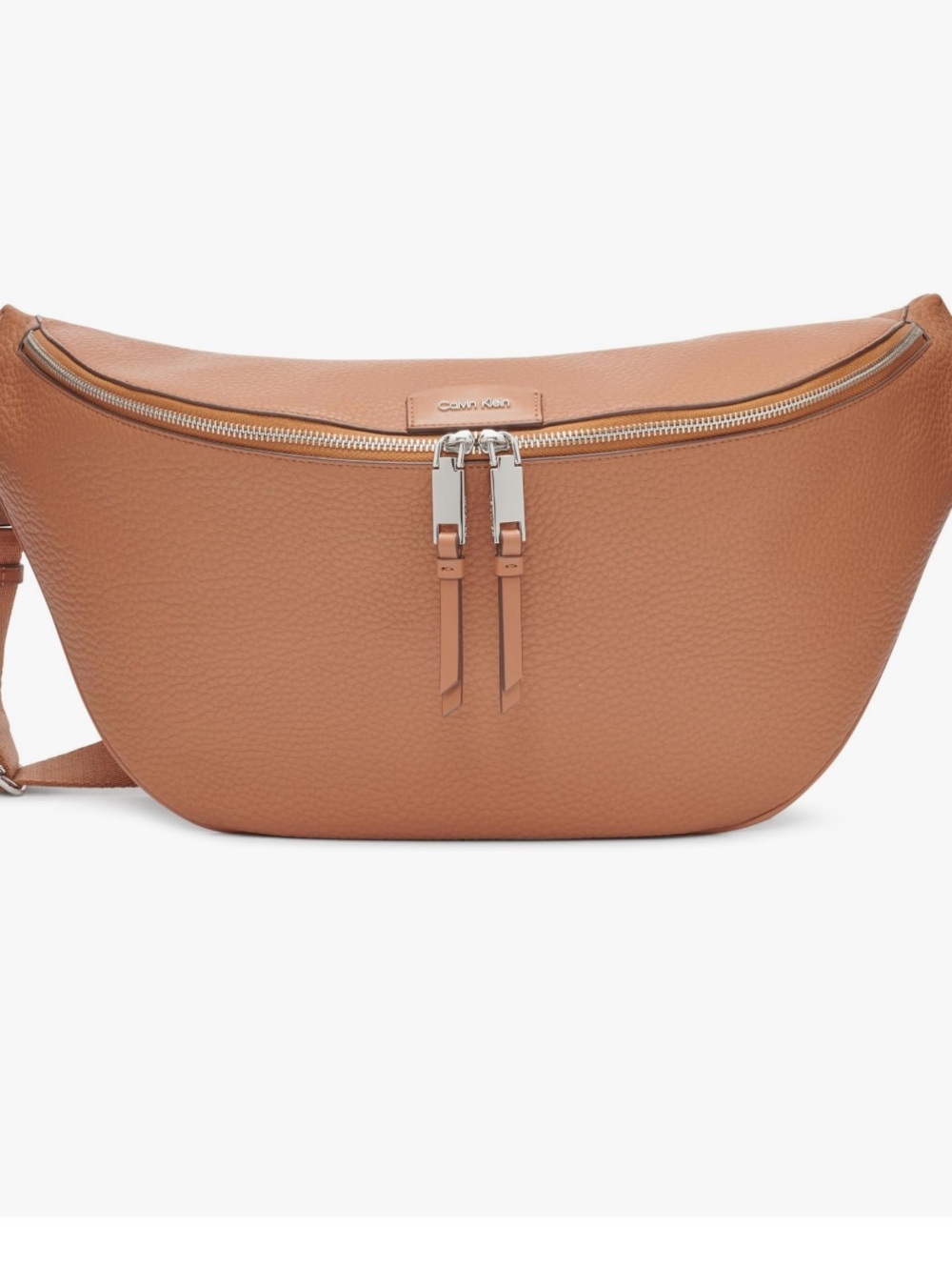 Calvin Klein Tan Pebbled Leather Crossbody Sling Bag